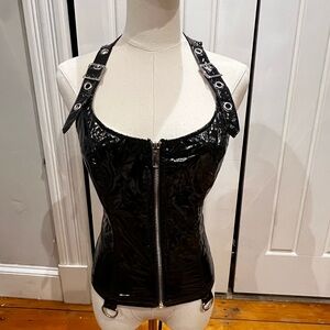 Lip Service Shiny Black Corset with Zipper